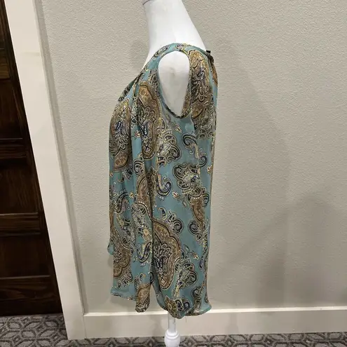 Doe & Rae  Shirt Women’s Size Small Long Sleeve Paisley Blouse V-Neck Boho