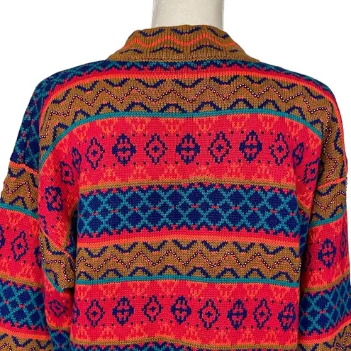 Vintage Paul Harris Colorful Patterned Women's Sweater Size M Beaded Oversized Red Size M