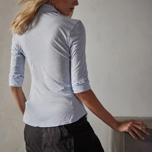 James Perse Sheer Slub Side Panel Button Front in Light Blue Size 1