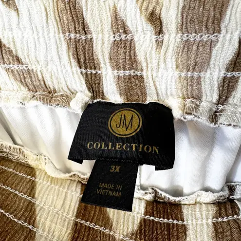 JM Collection Plus Size 3X Pant Set Blouse Zebra Print Beaded Long Sleeve Top C