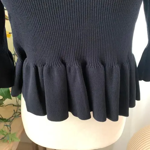 GU (Uniqlo) x Rokh Ribbed Polo 3/4 Sleeve Sweater in Black Size L