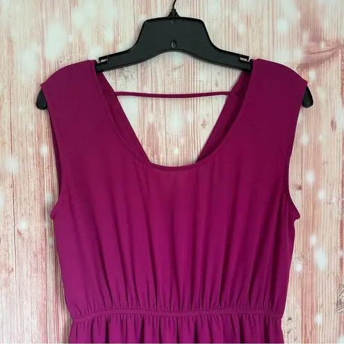 Buttons Francesca's  Fuchsia Blouson Chiffon Dress thumbnail 2
