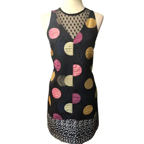 Maeve Retro Tilde Jacquard Mixed Media Colored Polka Dots Dress Size S NWT