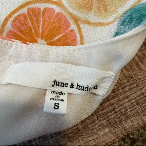 June & Hudson Short Wrap Printed Romper Citrus Print Size Small Orange