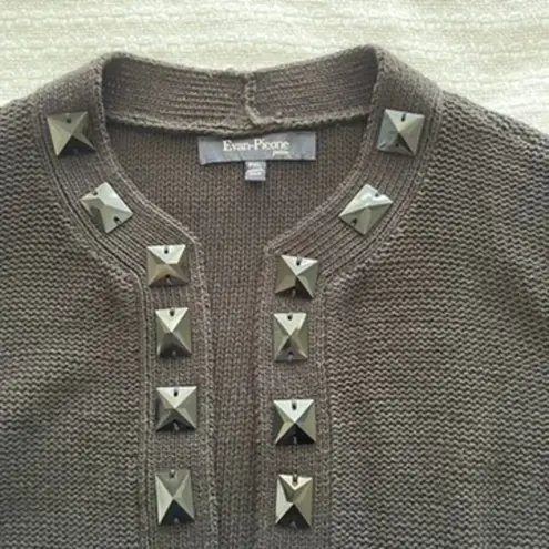 Evan Picone PXL Black Beaded Open-Front Short-Sleeve Cardigan