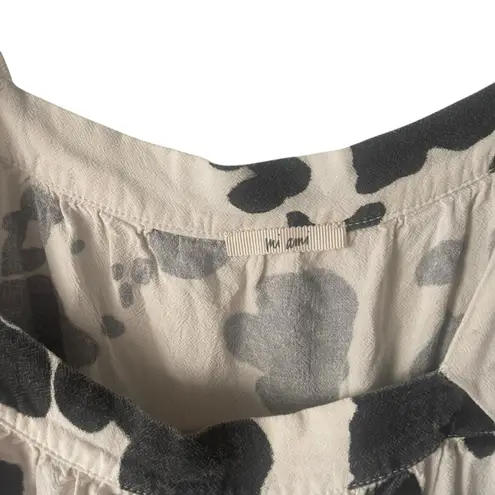 Mi Ami Women's Size Small Oversized Black White Cow Print Ruffle Animal Blouse