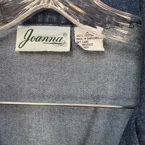 Vintage Denim Blazer Pearl Trim XL 80s 90s Joanna Blue