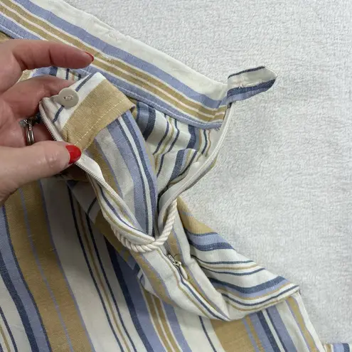 J. Jill XL Pants Cropped Wide Leg Linen Blend Striped Beachy Resort Sustainable Tan