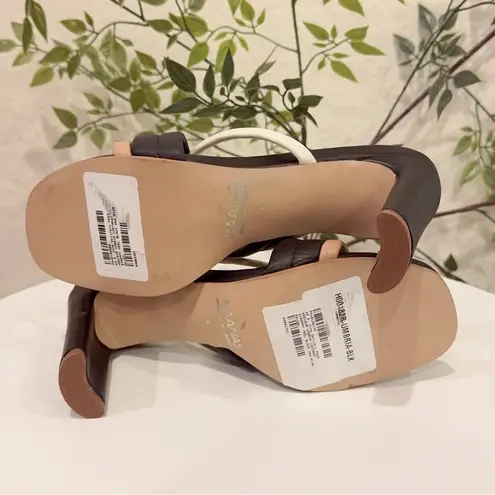 Kaanas Umbria Contrast Strappy Heel Black Size 6 NWOT Summer Tan