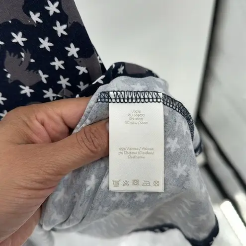 Boden Dress Navy Blue Gray Birds Bell Sleeve Stretch star novelty print size 10