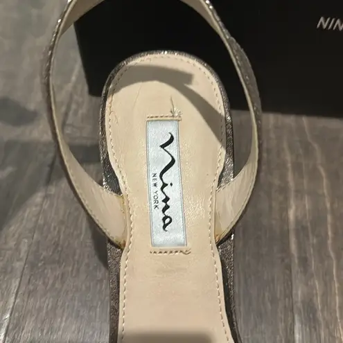 Nina New York Novia Bronzette Wedges, size 8.5 rhinestones, sparkly Glittery