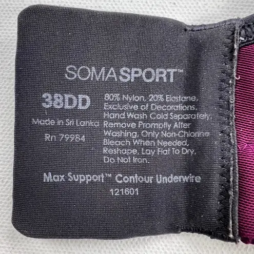 Soma Sport Max Support Contour Underwire Sports Bra Molded Cups Size 38DD Purple