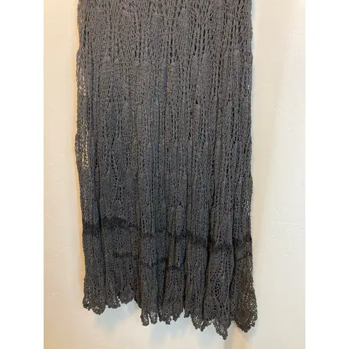 American Vintage Vintage Black Maxi Length Crochet Elastic Waist Boho Skirt Size Small