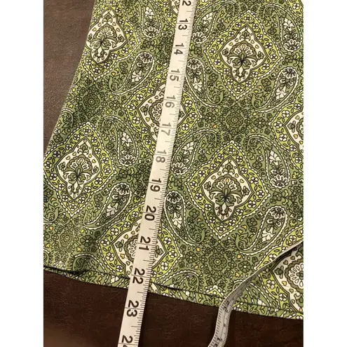 Charter Club Petite Green Paisley Print 100% Pima Cotton Short Sleeve Top