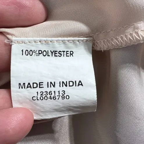 Eshakti Blouse Top 3X 24W Navy Blue Beige Geometric Short Sleeve V-Neck High Low