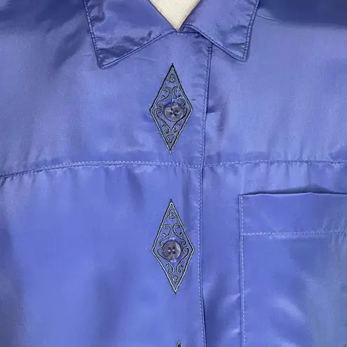 Campus Casuals of California vintage 80s periwinkle BF blouse Size Small Blue