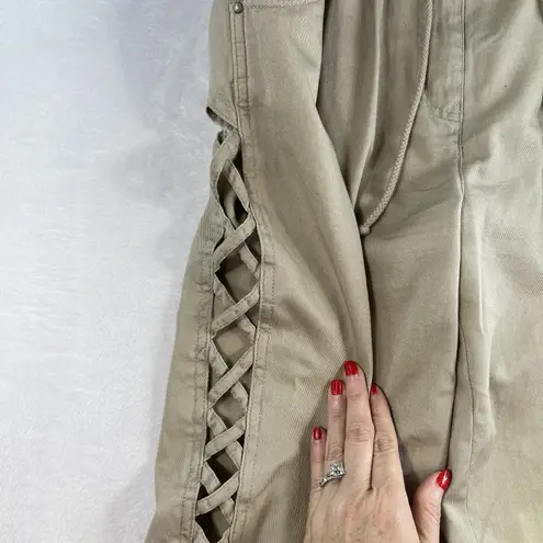 VTG 90s Together 4 Jeans Open Cross Peek A Boo Sides High Waist Jean Pleated Tan