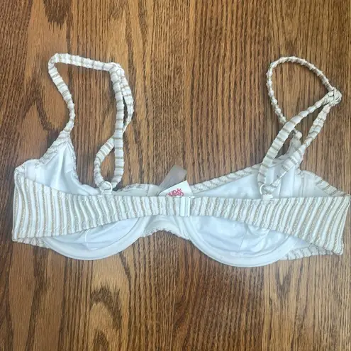 Solid & Striped The Eva Metallic Gold and White Bikini Top (S) and Bottoms (S)