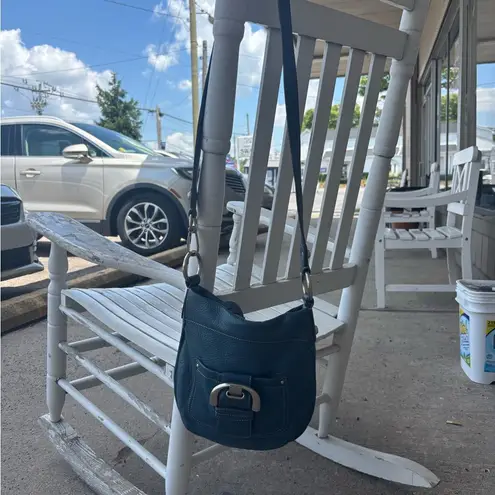 B. Makosky Turquoise Leather Crossbody Blue