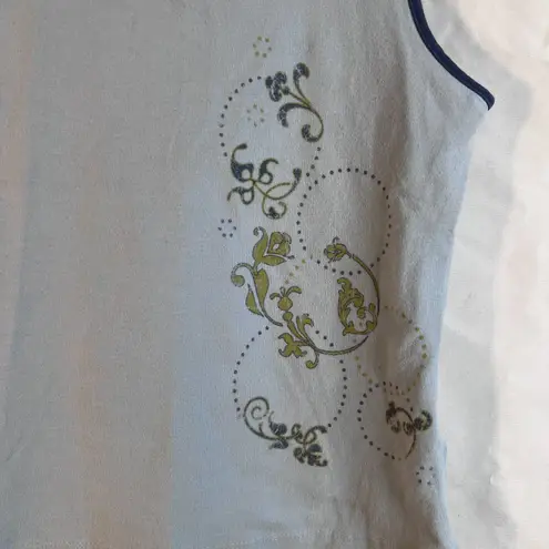 Danskin Now Y2K Retro Micro Sleeveless Tank Top Graphic Cotton Size Medium* Blue