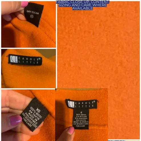 carole little VINTAGE Y2K ORANGE WOOL BLEND SKIRT SUIT (XS/4)