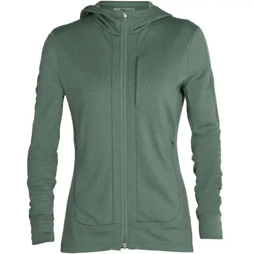 Icebreaker Merino 260 Quantum Long Sleeve Zip Hoodie Sage Green Medium
