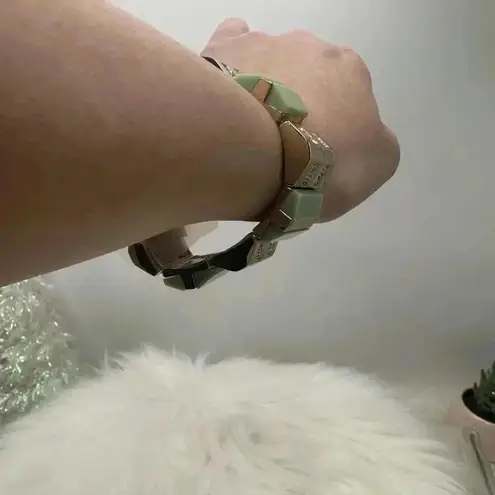 Light Jade Green Rhinestones Chunky Bracelet