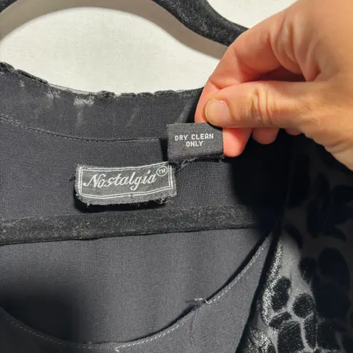 VTG Nostalgia Black Maxi Dress Velvet Floral Jacket 90s Whimsigoth Fairy Grunge Size L