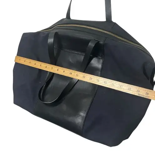 Cuyana Le Sud Weekender Bag Large Navy Canvas Black Leather Travel Tote Blue