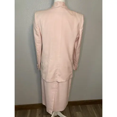 Vintage 90s Kasper ASL Skirt Suit Size 10 Pink 3 Piece Camisole Skirt Jacket
