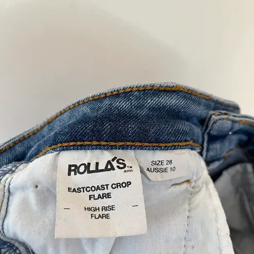 Rolla's ROLLA’S Eastcoast High Rise Crop Flare Hem Stretch Denim Jeans Tracey Blue