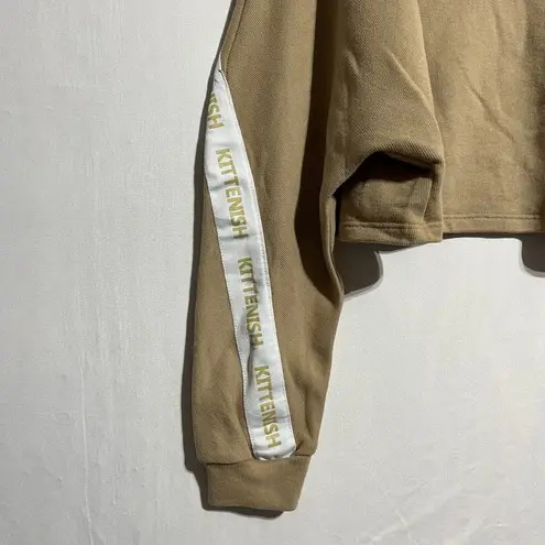 Kittenish Sweatshirt Women's Small Brown Long Sleeve Crew Neck Pullover Cropped