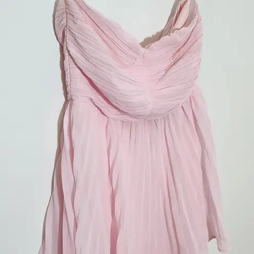 Lulus Pink Tiered Strapless Maxi Dress NWT Size XS Pink Wedding Guest Dress