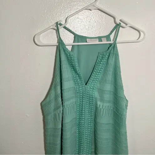 New York & Co Crochet Trim Halter Shift Dress Mint Green L Size L