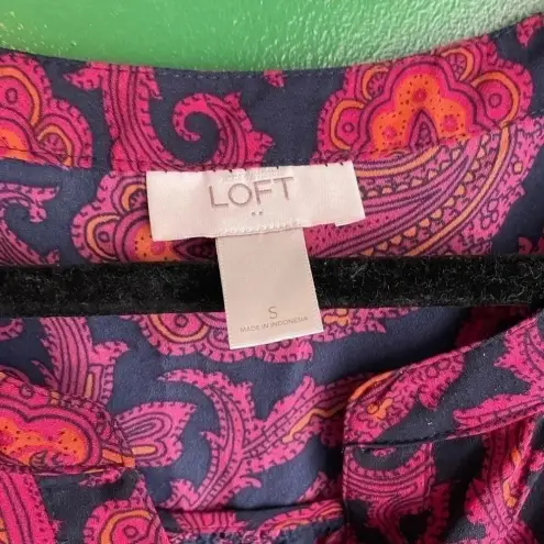 Loft ‎ Lightweight 3/4 Sleeve Blouse Paisley Cute! Size Small EUC!