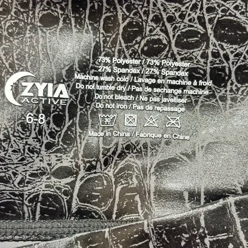 ZYIA Active Women's Black Alligator Embossed High Waist Leggings Size 6 - Image 3