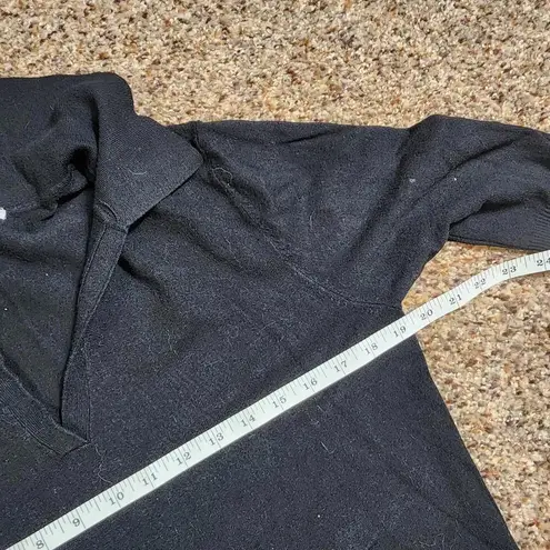 Vila Milano Sweater Womens Large Pullover Collared Black Short Sleeve Sweater