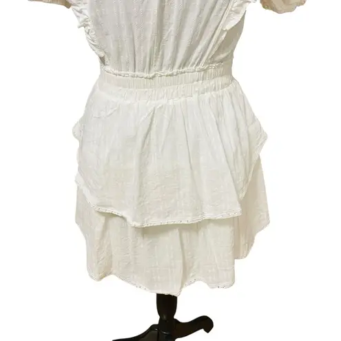 The Post White Ruffle Lace Trim Mini Dress Women’s Small Cotton Rayon