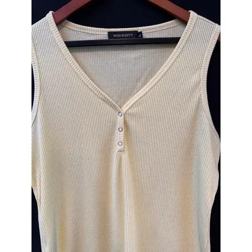 Merokeety Women’s V Neck Yellow Tank Top XL