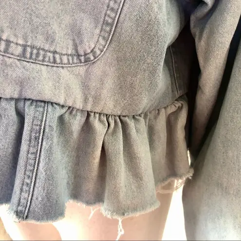 Urban Renewal denim long sleeved ruffle hem shirt