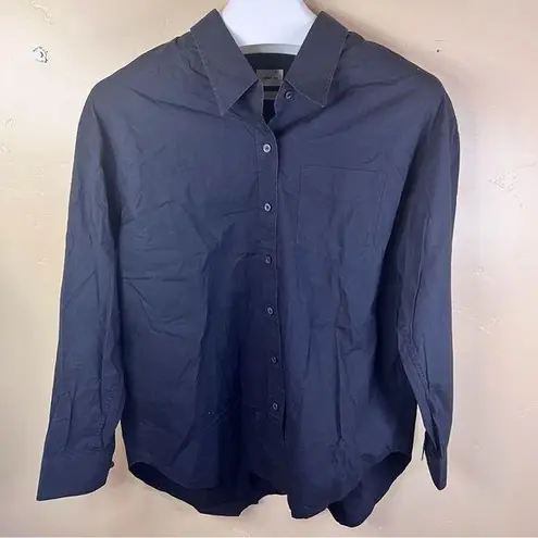 Aritzia Wilfred Free Black Button Down Cotton Blouse Size Small Career Wear Work Black