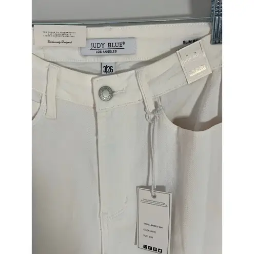 Judy Blue High Waist Garment Dyed White Side Slit Slim Bootcut Denim Jeans