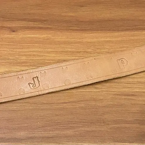 JP Long Horn Studded Brown Leather Gold Buckle Belt Waist 28”