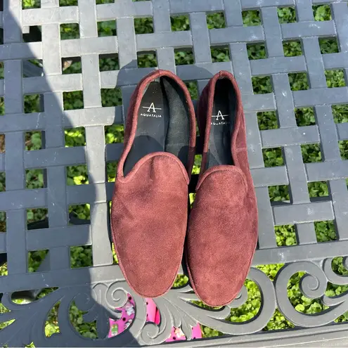 Aquatalia Size 8.5 Suede Made In Italy Ballet Flat Loafers burgundy