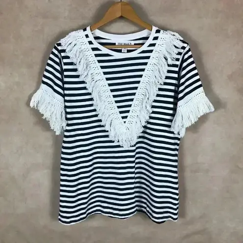 Say What? Say What Plus Size Cotton Fringe Striped T-Shirt NEW Size 1X