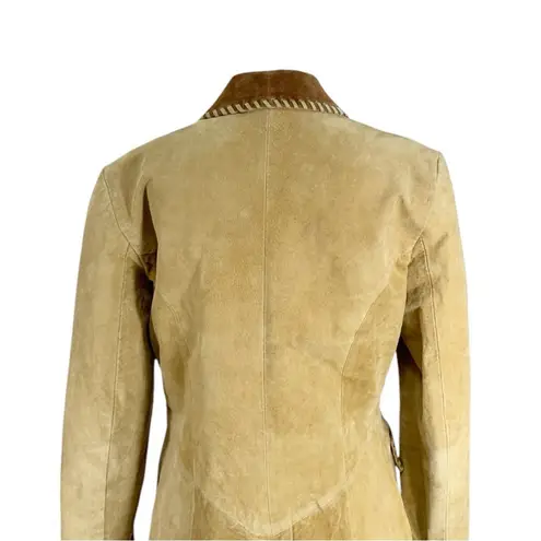 Vintage Lew Margam Collection Suede Mid Length Leather Jacket Size 8 Tan