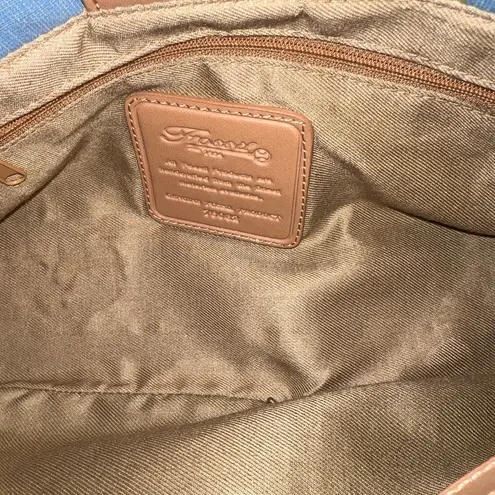 Fossil  Cabana Stripe Canvas Wood Handled Satchel Handbag Purse Multicolor - Image 9