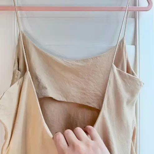 ASOS Design Cotton Linen Mini Sun Dress with Scoop Neck & Back in Tan Beige size 10