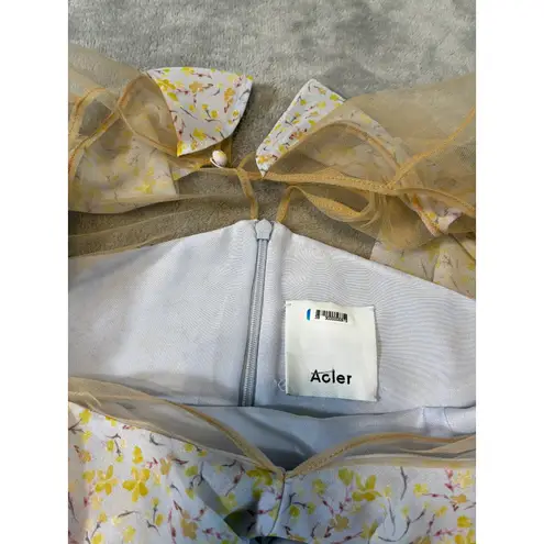 Acler Floral Ruffle Mesh Overlay Romper Size 6 Elegant Party Outfit Purple