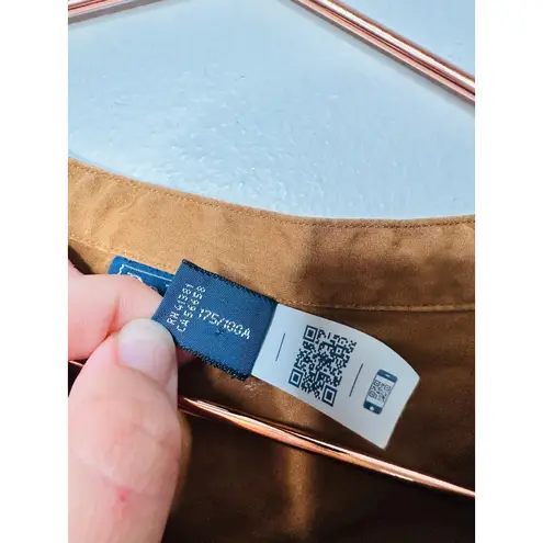 Ralph Lauren POLO  Tan Brown Cropped Blouse Long Sleeve Collared Shirt Size 10